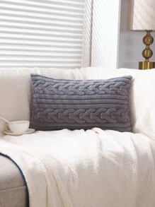 1pc Autumn/winter Geometric Pattern Jacquard Plush Pillowcase - Grey - View 4