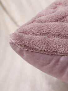 Miater 1pc Autumn/winter Geometric Pattern Jacquard Plush Pillowcase - Pink - View 4