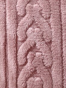 Miater 1pc Autumn/winter Geometric Pattern Jacquard Plush Pillowcase - Pink - View 2
