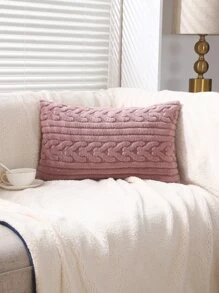 Miater 1pc Autumn/winter Geometric Pattern Jacquard Plush Pillowcase - Pink - View 6