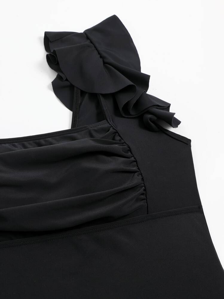 Swim Vcay Bañador una pieza ribete con fruncido - Negro - Añade 7