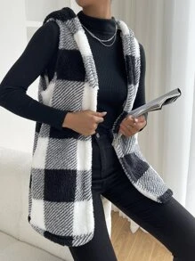 SHEIN Essnce Áo khoác nữ Kẻ sọc Giải trí - Đen và trắng - Xem 1