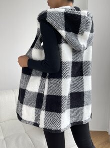 SHEIN Essnce Áo khoác nữ Kẻ sọc Giải trí - Đen và trắng - Xem 2