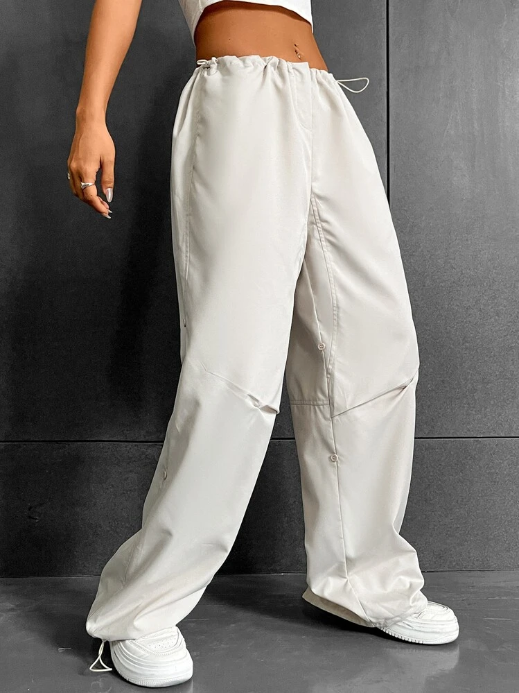 Coolane Drawstring Waist Parachute Pants | SHEIN