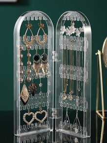 1 Pieza Estante De Almacenamiento De Joyas Plegable Transparente, Estante De Almacenamiento Multifunción Para Joyas, Regalo Para El Día De San Valentín - transparente - Ver 2