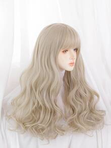 Peluca sintética largo rizado con tupe - Caqui - Ver 3