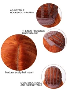 Short Body Wave Synthetic Wig - Orange - View 4