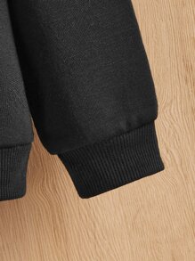 SHEIN Baby Girl Cartoon & Letter Graphic Sweatshirt - Black - View 4