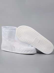 1pc Clear Zip Front Rain Boots Cover - White - View 3