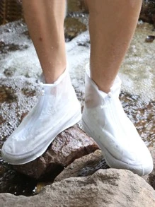 1pc Clear Zip Front Rain Boots Cover - White - View 4