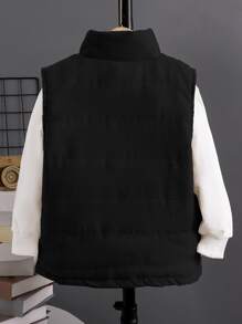 Boys Snap Button Front Vest Coat Without Sweatshirt - Black - View 2