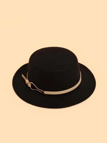 Kids Belt Decor Fedora Hat - Black - View 2