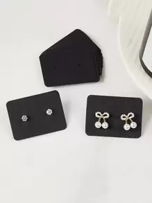 100 piezas Tarjeta almacenamiento Arete unicolor - Negro - Ver 1