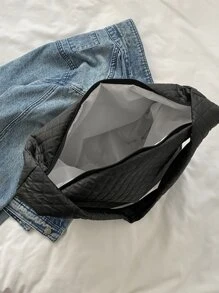 衍縫細節流浪包帶零錢包 - 黑色 - 查看 5