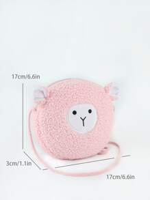 Girls Cartoon Design Fluffy Crossbody Bag - Pink - View 4