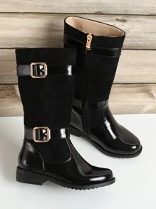 Chicas Botas de montar con diseño de hebilla con cremallera lateral - Negro - Ver 7