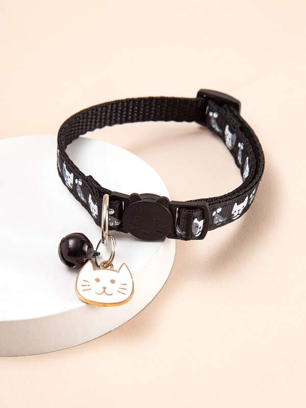 1pc Adjustable Cartoon Cat Pattern Quick Release Breakaway Pet Collar For Cat And Dog For Decoration