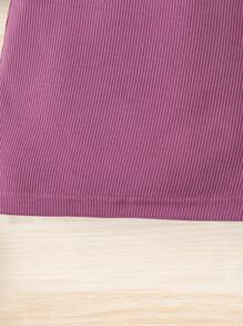 Toddler Girls High Neck Button Detail Tee Dress - Purple - View 4