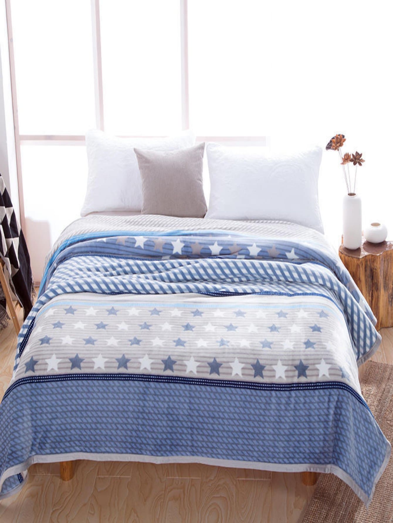 1入組星星圖案毯子 - 彩色 - 查看 1