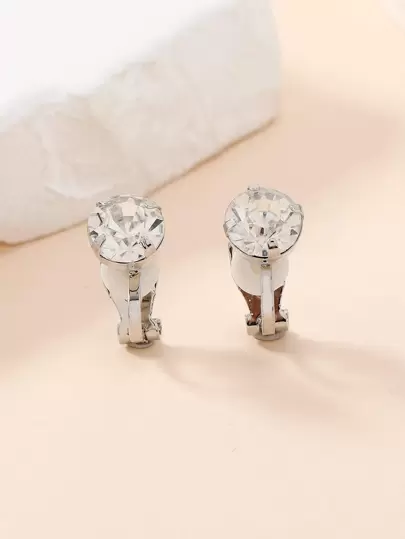 水鑽裝飾夾式耳環