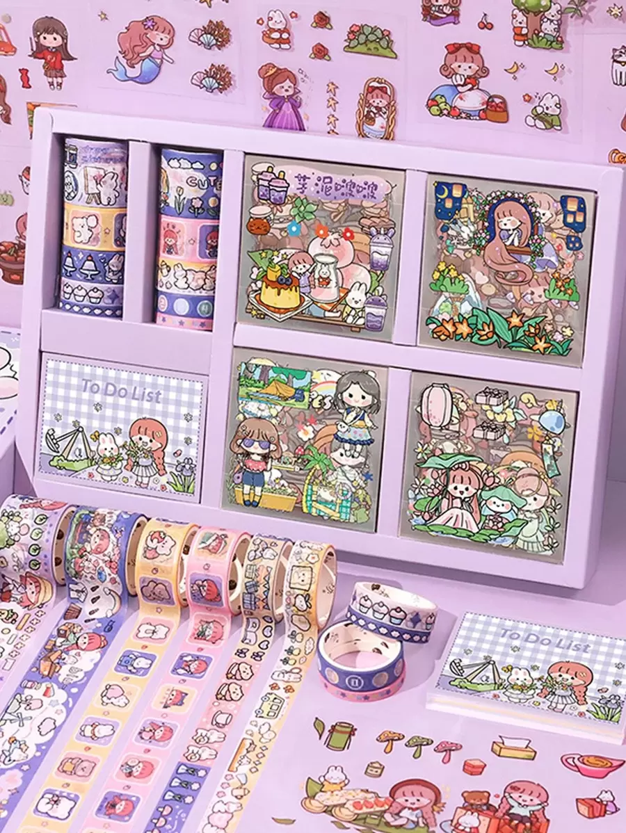 1box Aki Cartoon Characters Sticky Note Tape Back To School