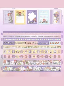1box Aki Cartoon Characters Sticky Note Tape Back To School