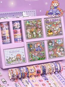 1box Aki Cartoon Characters Sticky Note Tape Back To School