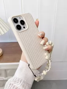带手机挂饰的 Apple 纯色手机壳带挂绳 适用于 iPhone15/15Plus/15Pro/15Promax - 白色 - 查看 1