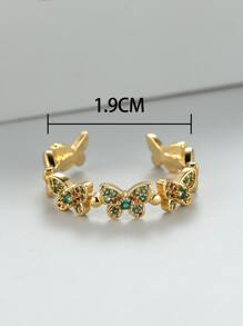 Rhinestone Butterfly Decor Cuff Ring - View 6