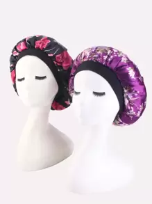 2pcs Floral Pattern Hair Bonnet - Multicolor - View 1