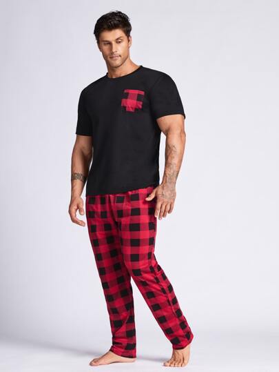 Guys Buffalo Plaid Print PJ Set
