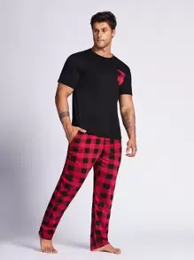 Men Buffalo Plaid Print PJ Set / Pajama Set - Multicolor - View 6