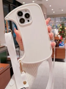 Plain Phone Case With Lanyard - Beige - View 2