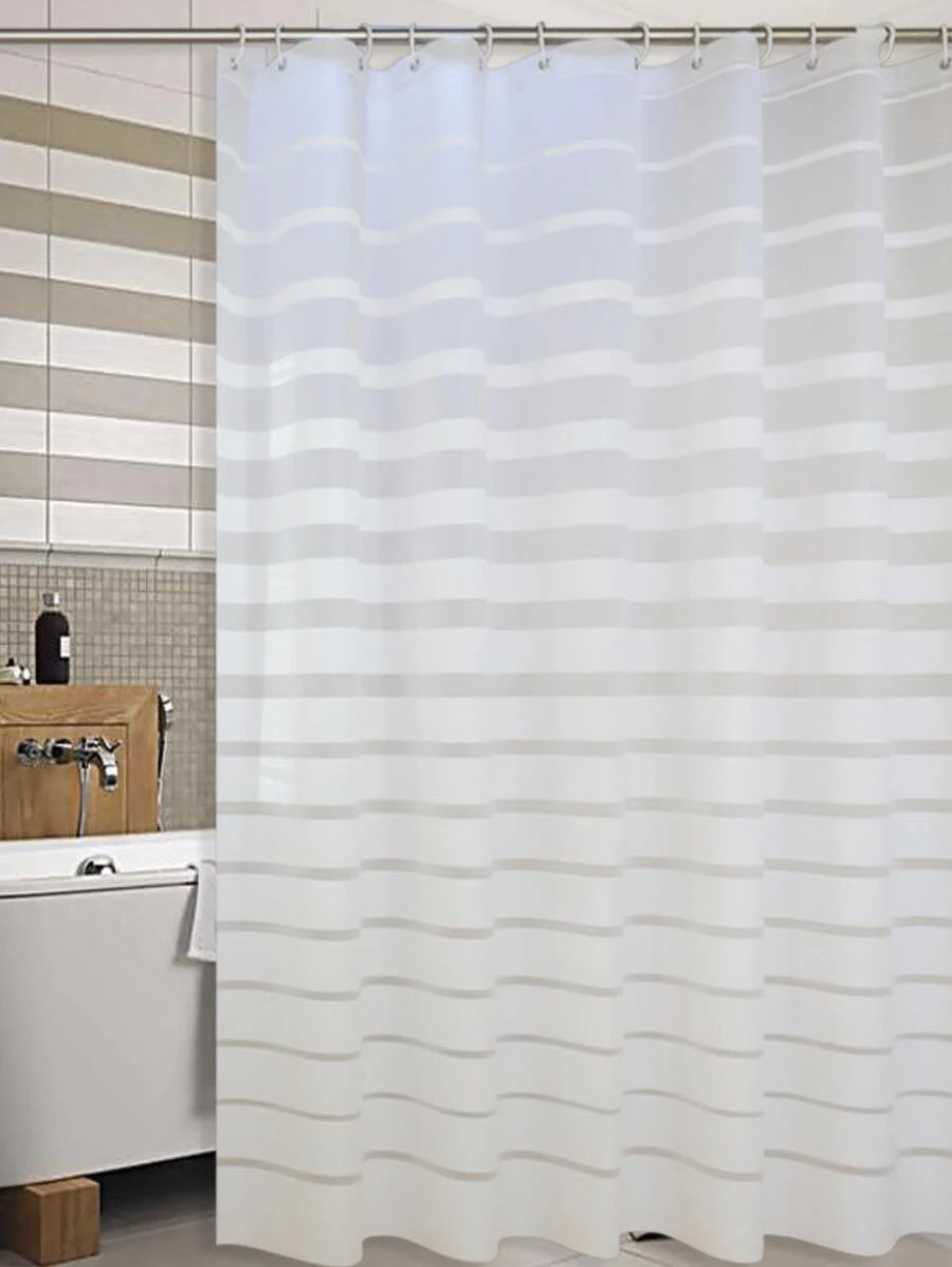 Cortina de ducha con estampado de rayas - Blanco - Ver 1