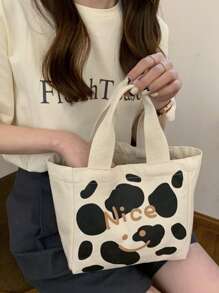 1pc Cow & Letter Graphic Lunch Bag - Multicolor - View 2