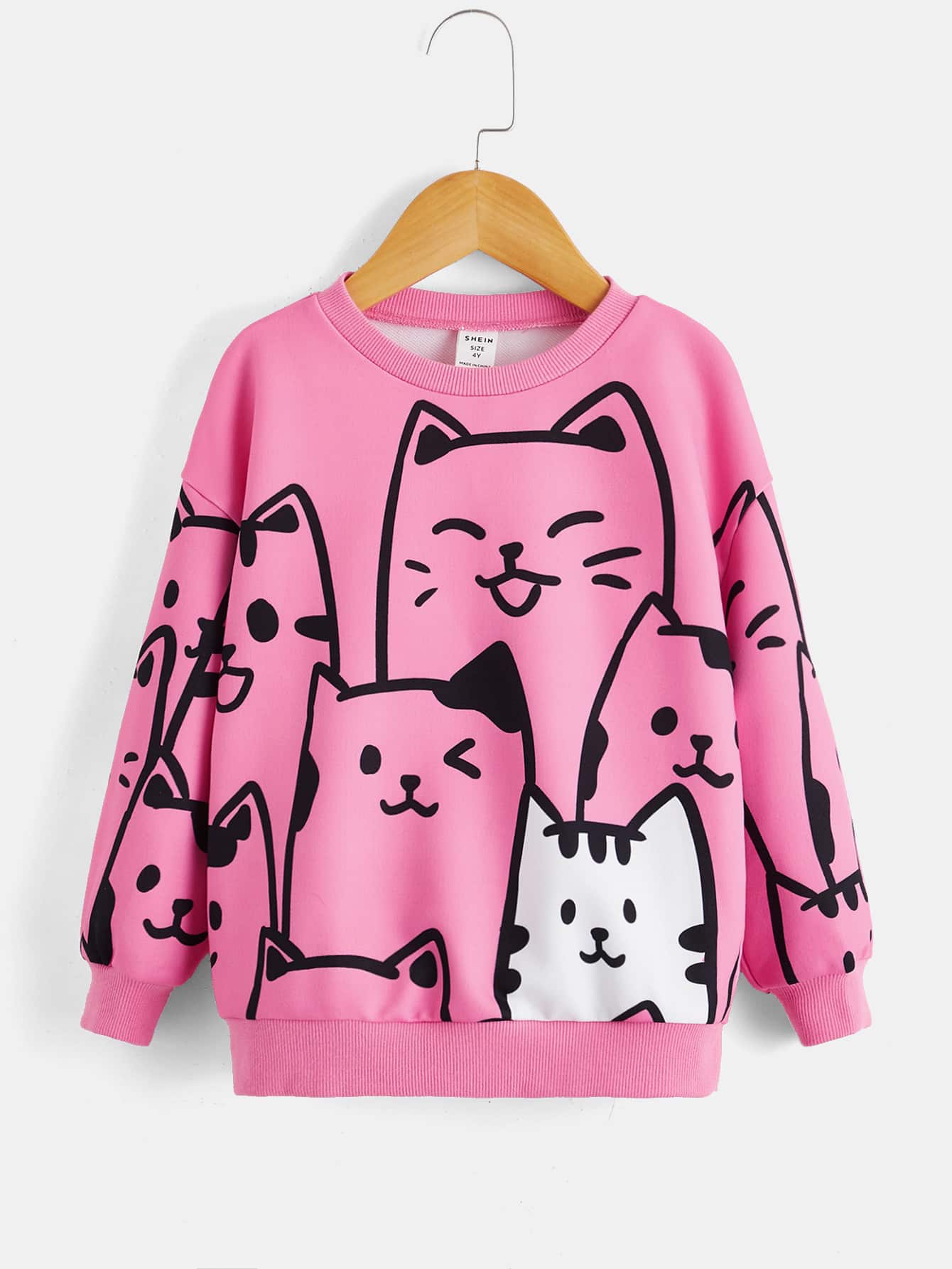 SHEIN Kleine Mädchen Drop Shoulder Sweatshirt mit Cartoon Grafik