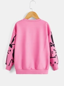 SHEIN Kleine Mädchen Drop Shoulder Sweatshirt mit Cartoon Grafik
