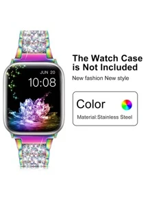 Rhinestone Decor Thép không gỉ Watchband Tương thích với Apple Watch - Nhiều màu - Xem 4