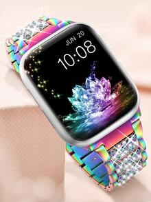 Rhinestone Decor Thép không gỉ Watchband Tương thích với Apple Watch - Nhiều màu - Xem 5
