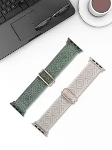 2 件套尼龙运动环带，适用于 表带 38 毫米 40 毫米 41 毫米 42 毫米 44 毫米 45 毫米 46 毫米 49 毫米，星光柔软可调节替换表带，适用于 Series 11 10 9 8 7 6 5 4 3 2 1 SE Ultra 2 1 - 綠色 - 查看 2
