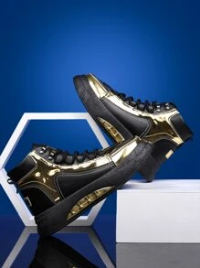 Men Metallic Detail High Top Skate Shoes - Multicolor - View 4