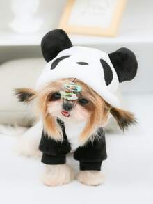 1入組熊貓設計寵物連帽衫 - 黑與白 - 查看 2