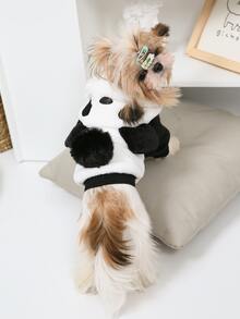 1入組熊貓設計寵物連帽衫 - 黑與白 - 查看 5