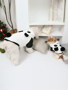 1入組熊貓設計寵物連帽衫 - 黑與白 - 查看 6