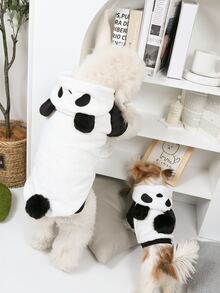 1入組熊貓設計寵物連帽衫 - 黑與白 - 查看 7