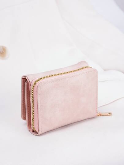 Minimalist Snap Button Coin Pocket Small Bi-Fold Zipper Women Wallet Portable Cash White-Collar Workers For Female College Work Business Commute Office For Anniversary For Birthday Gift On Valentine Day Gift Hot Pink Business Casual For Women Wallet Purse Wallet Small Wallet