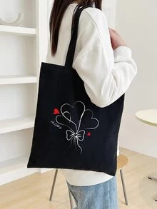 愛心和字母圖案購物袋