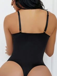 鏤空鋼圈連體緊身衣 - 黑色 - 查看 5