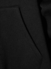 EASEVO 男士卡通和標語圖案抽繩連帽衫 - 黑色 - 查看 4