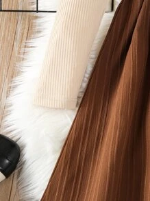 SHEIN Girls Two Tone Belted Dress - Multicolor - View 5